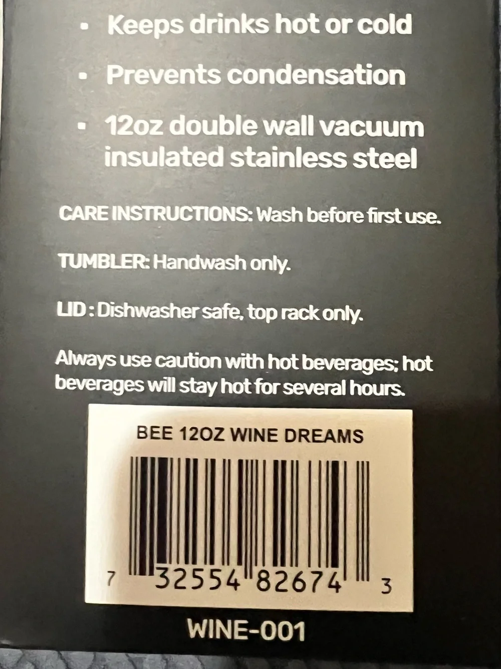 Wine Cup Tumbler 12oz, NEW